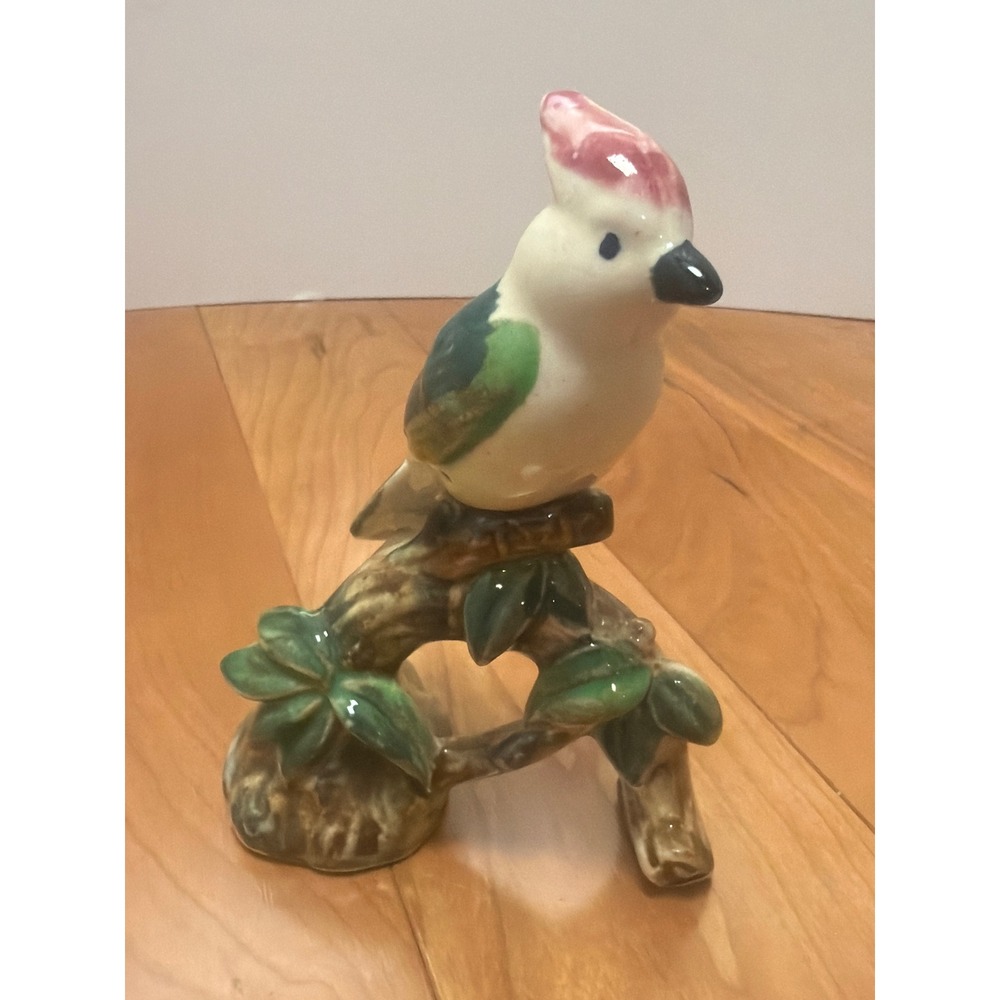 Vintage Knowles Cockatoo Figurine on Branch | Mid Century Bird Figurine